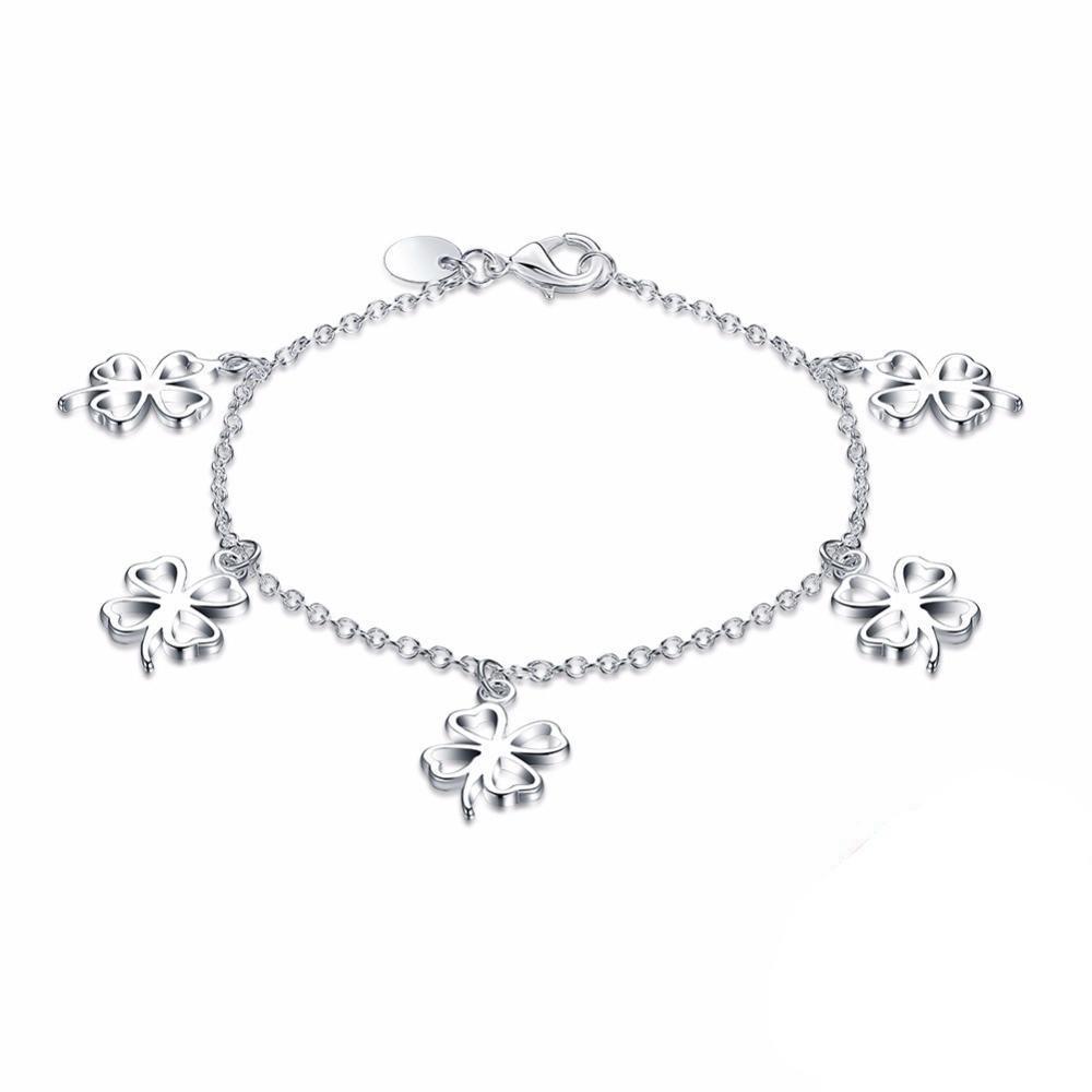 Hanging four-leaf clover bracelet